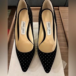 Jimmy Choo Roku 100 Black with silver specks — size 7.5